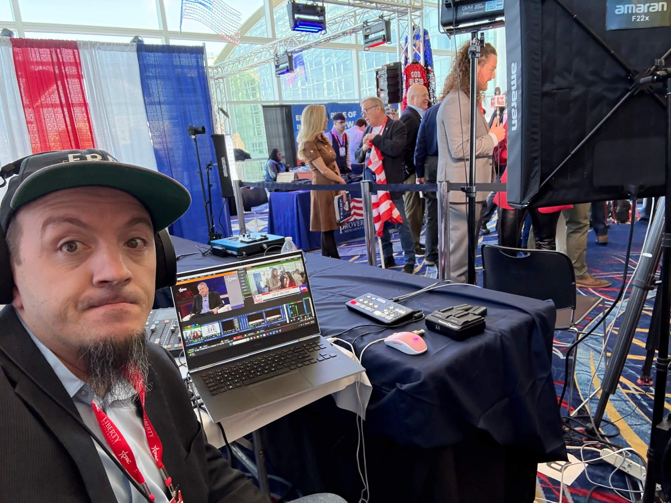 National event production desk with switcher software