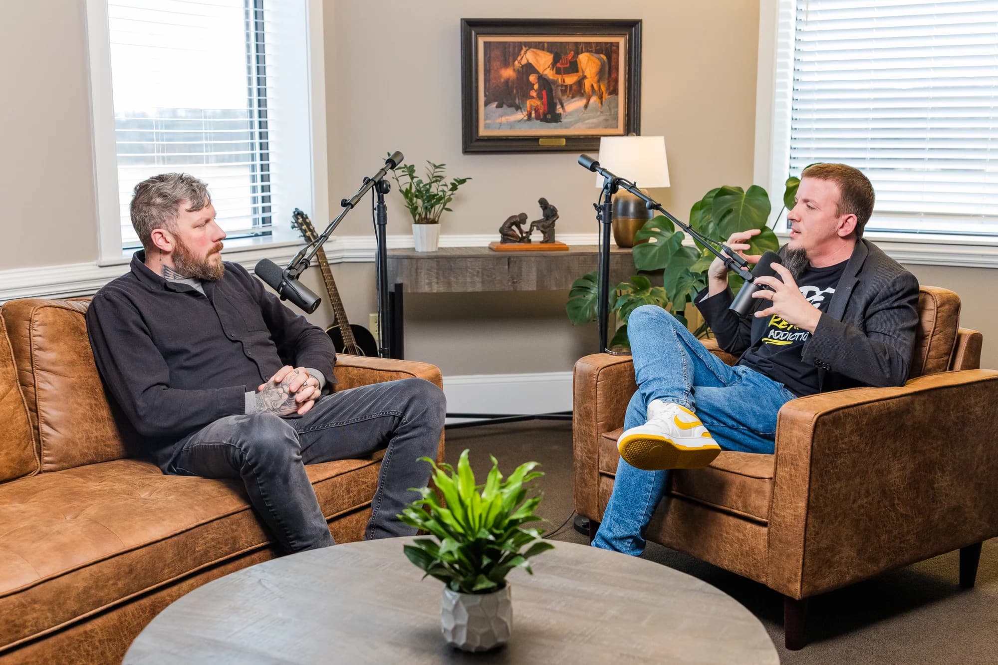 Justin and Ben Fuller in podcast studio