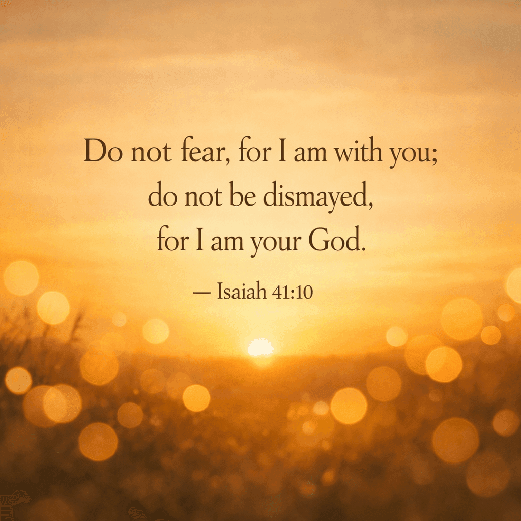 Bible verse graphic Isaiah 41:10 - Do not fear for I am with you do not be dismayed for I am your God