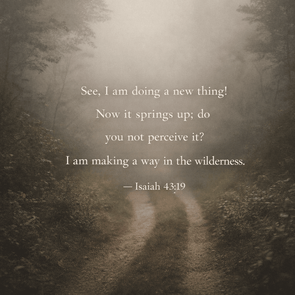 Scripture graphic: Isaiah 43:19 - I am doing a new thing