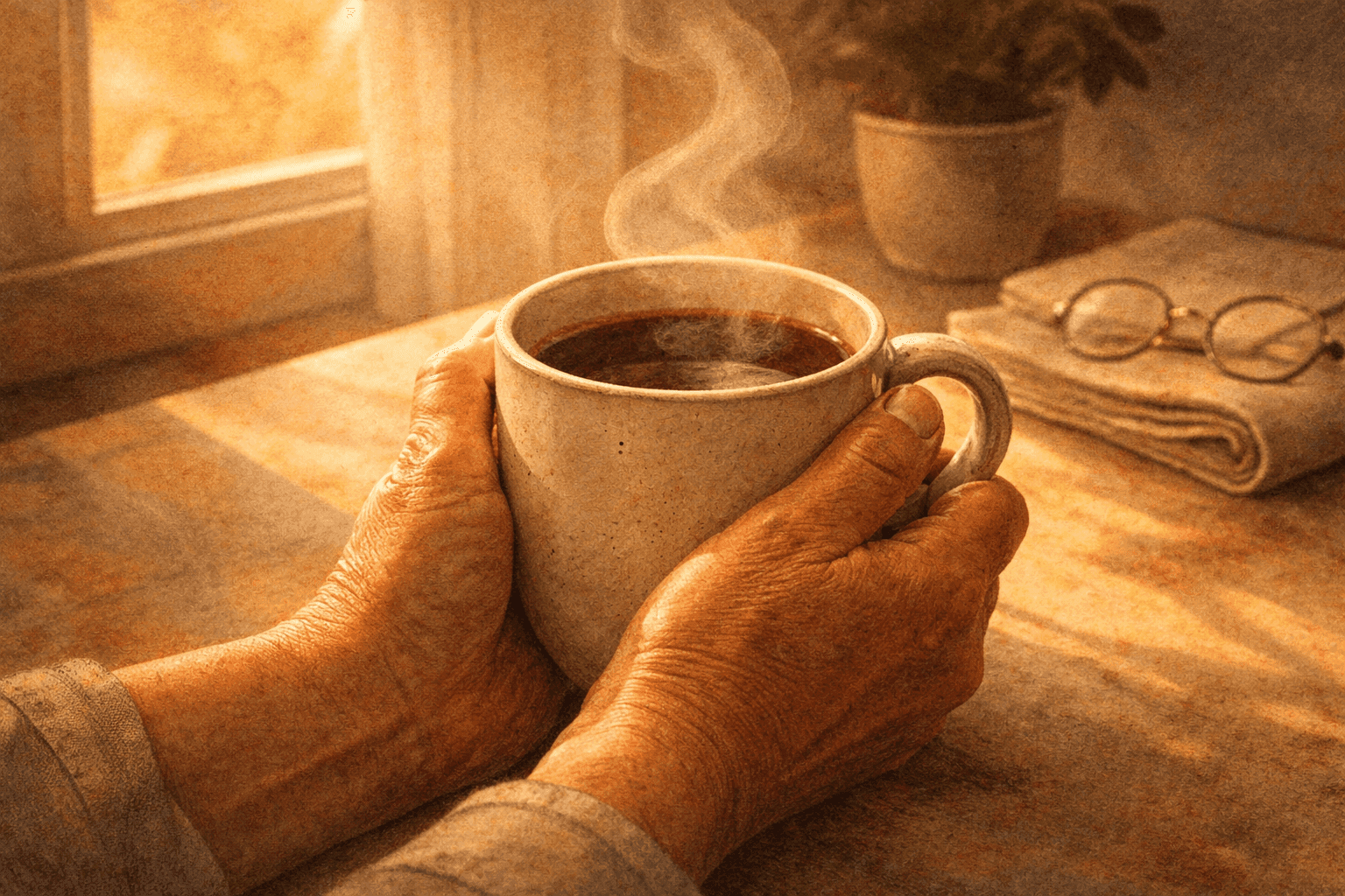 Person resting peacefully by window with morning light representing self-care during a loved one's rehab