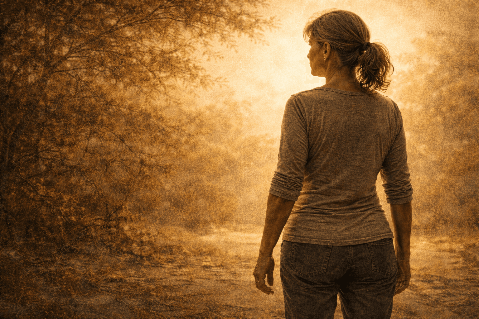 Person standing with dignified strength and open hands representing grace with firm boundaries